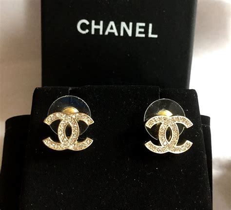 chanel crystal cc gold stud earrings gold|vintage chanel stud earrings.